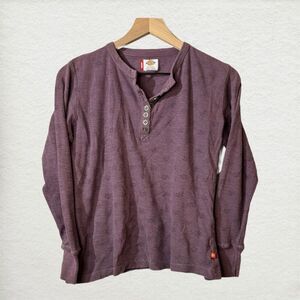 Dickies Women Purple Henley Long Sleeve Shirt M Outdoor Utility Embroidered Y2K